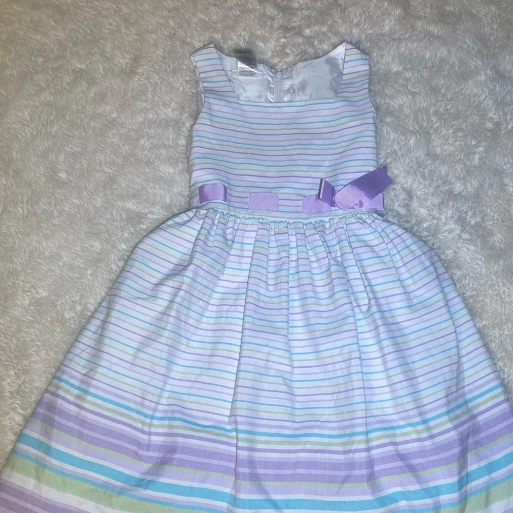 Bonnie Jean Striped Purple and Green girls dress size 14